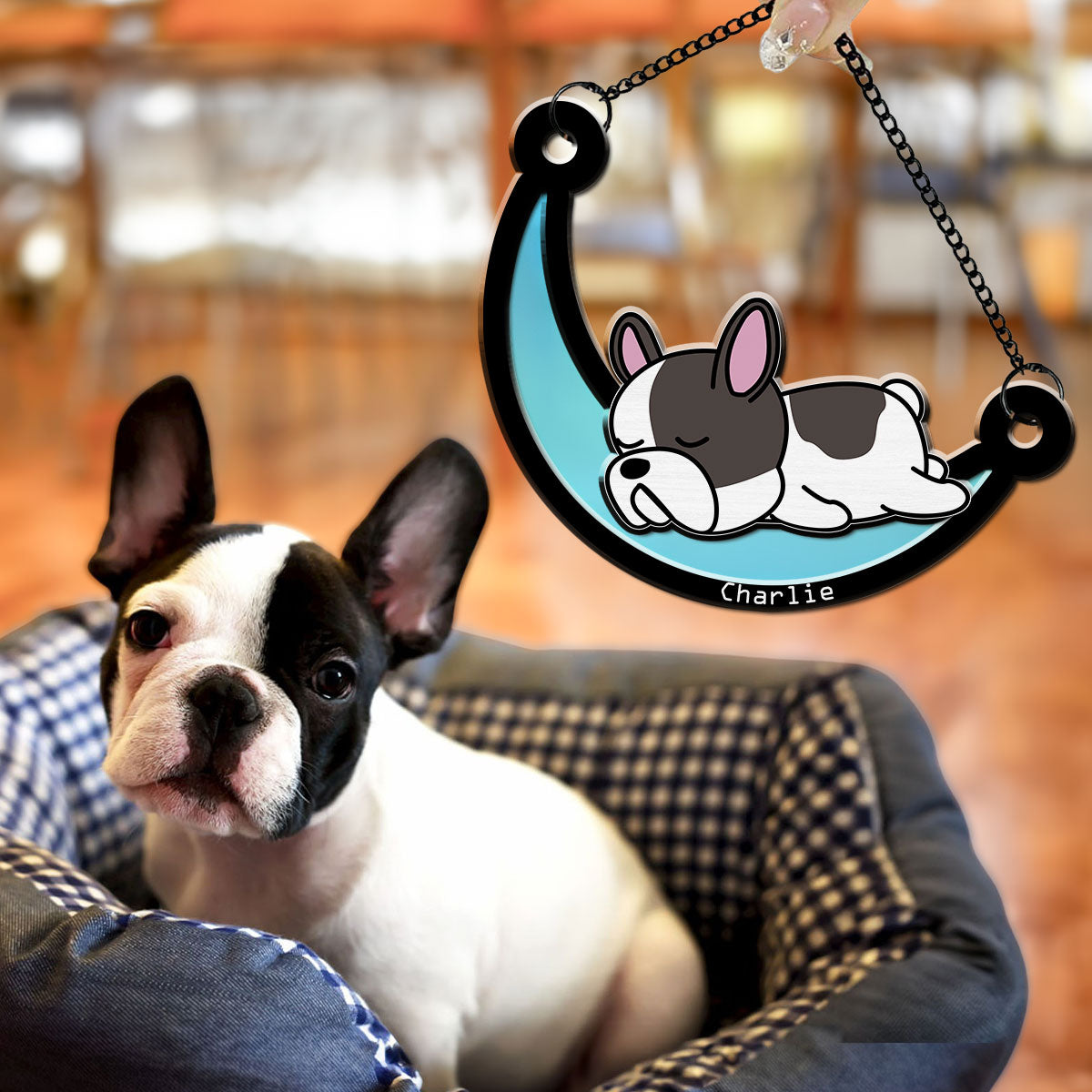 Personalized Dog Sleep On The Moon Custom Suncatcher - Ideal Home Decor & Gift