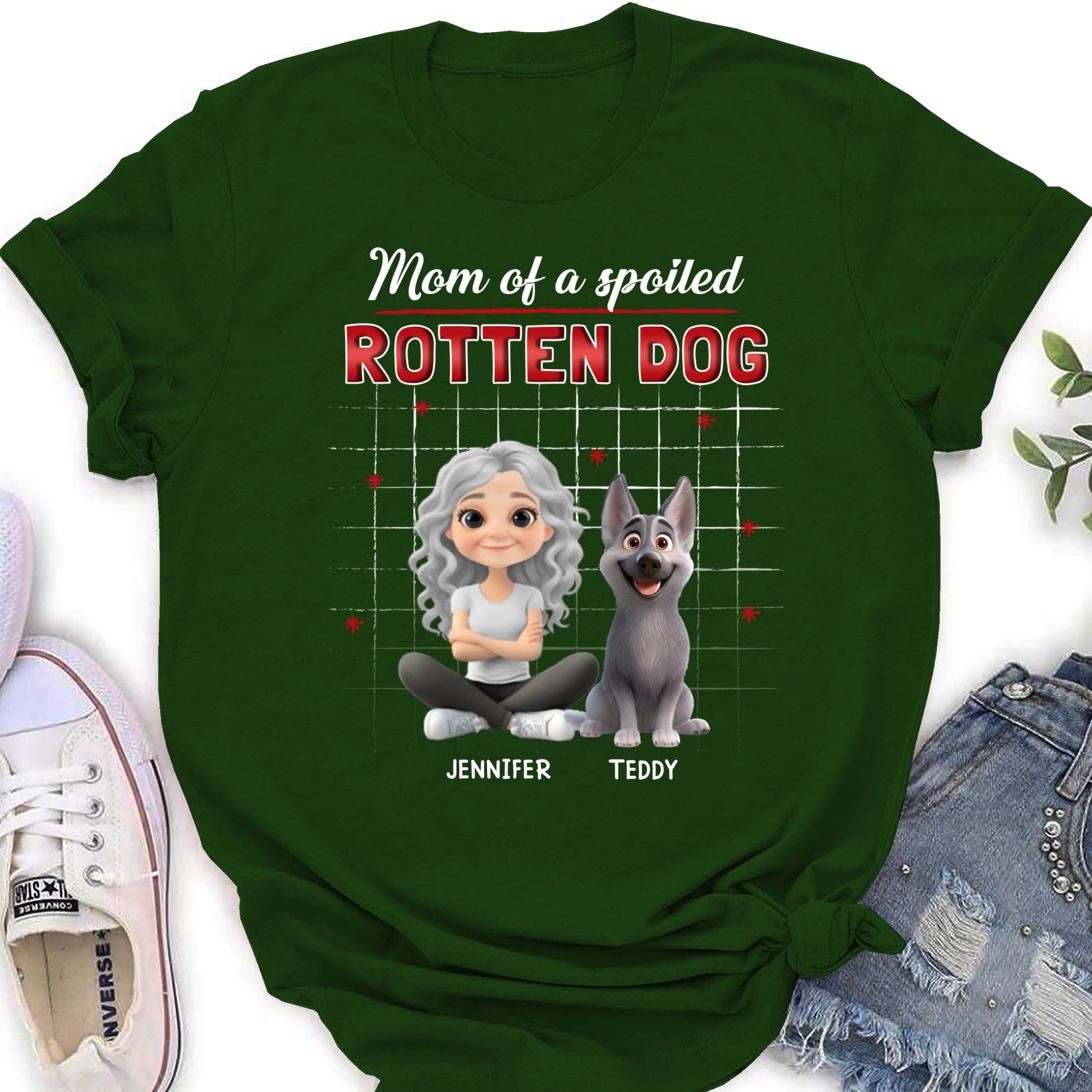 Personalized Custom Women's Dog Cartoon Mom Dad T-shirt - Ideal Gift for Pet Lovers