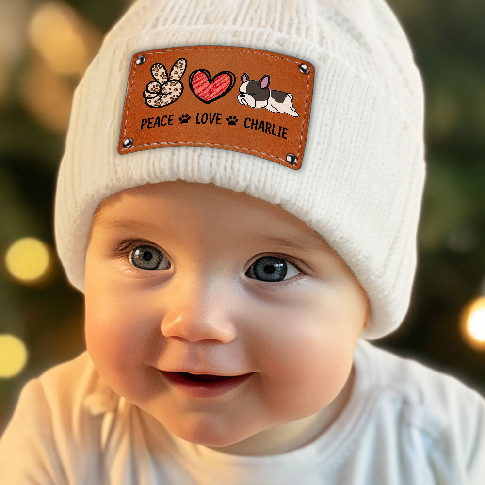 Peace Love Dog - Customizable Personalized Baby Beanie for Fall and Winter