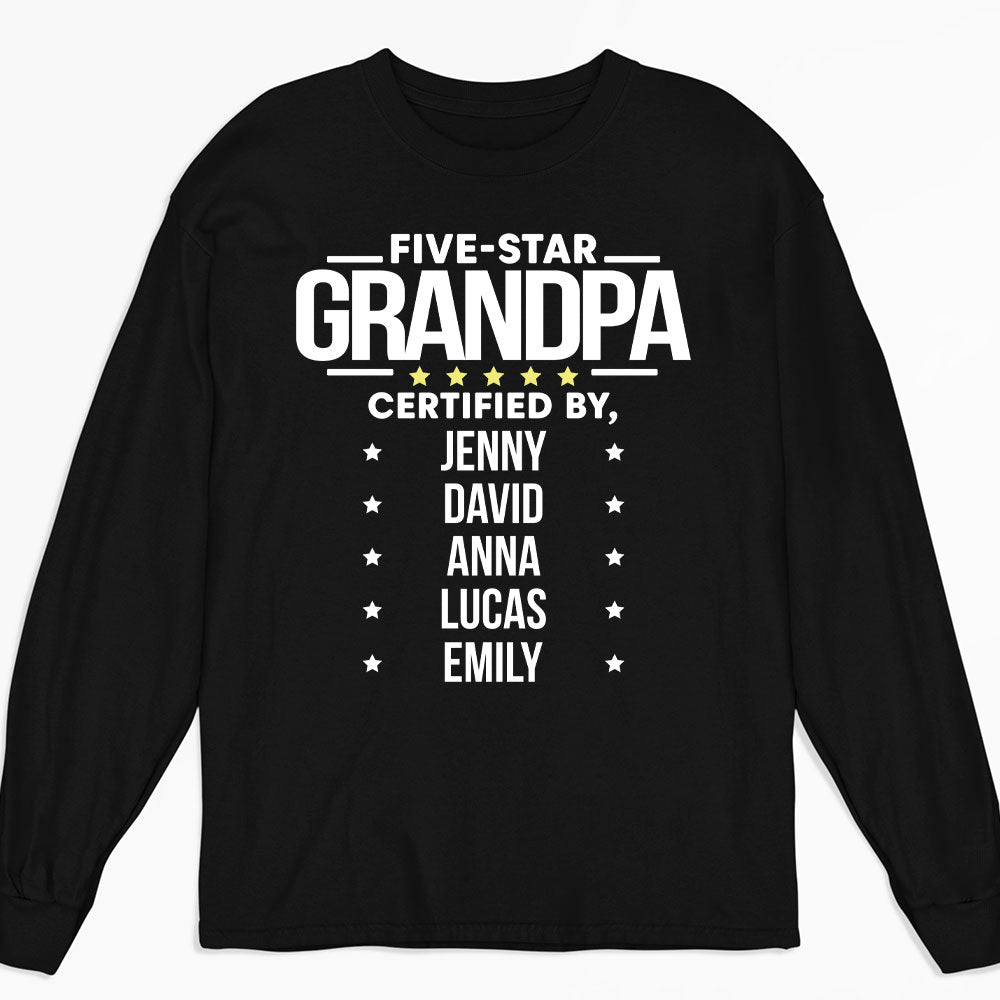 Five Star Grandpa - Customizable Personalized Long Sleeve T-shirt for Pet Lovers
