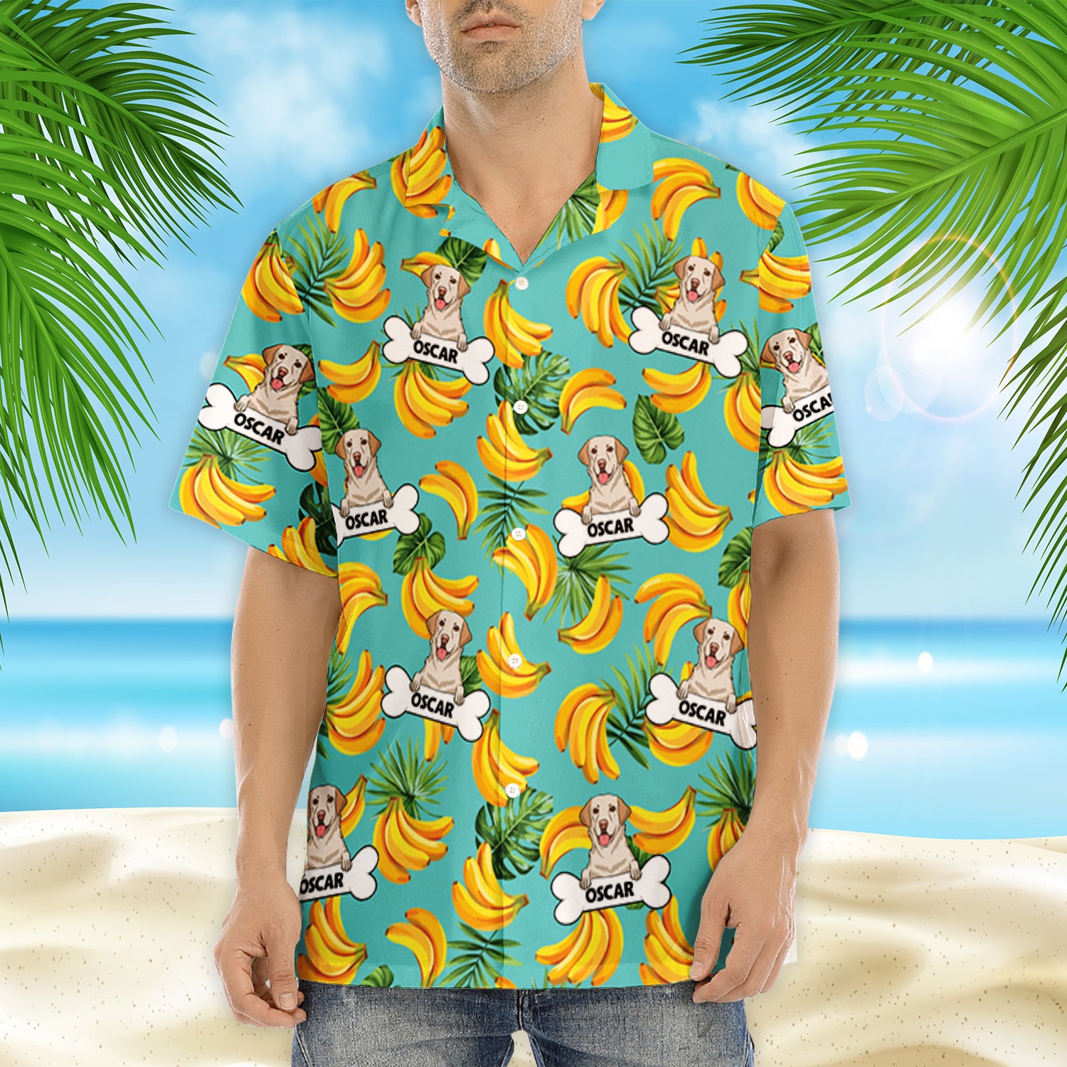 Customizable Dog Peeking Hawaiian Shirt - Ideal Gift for Pet Lovers
