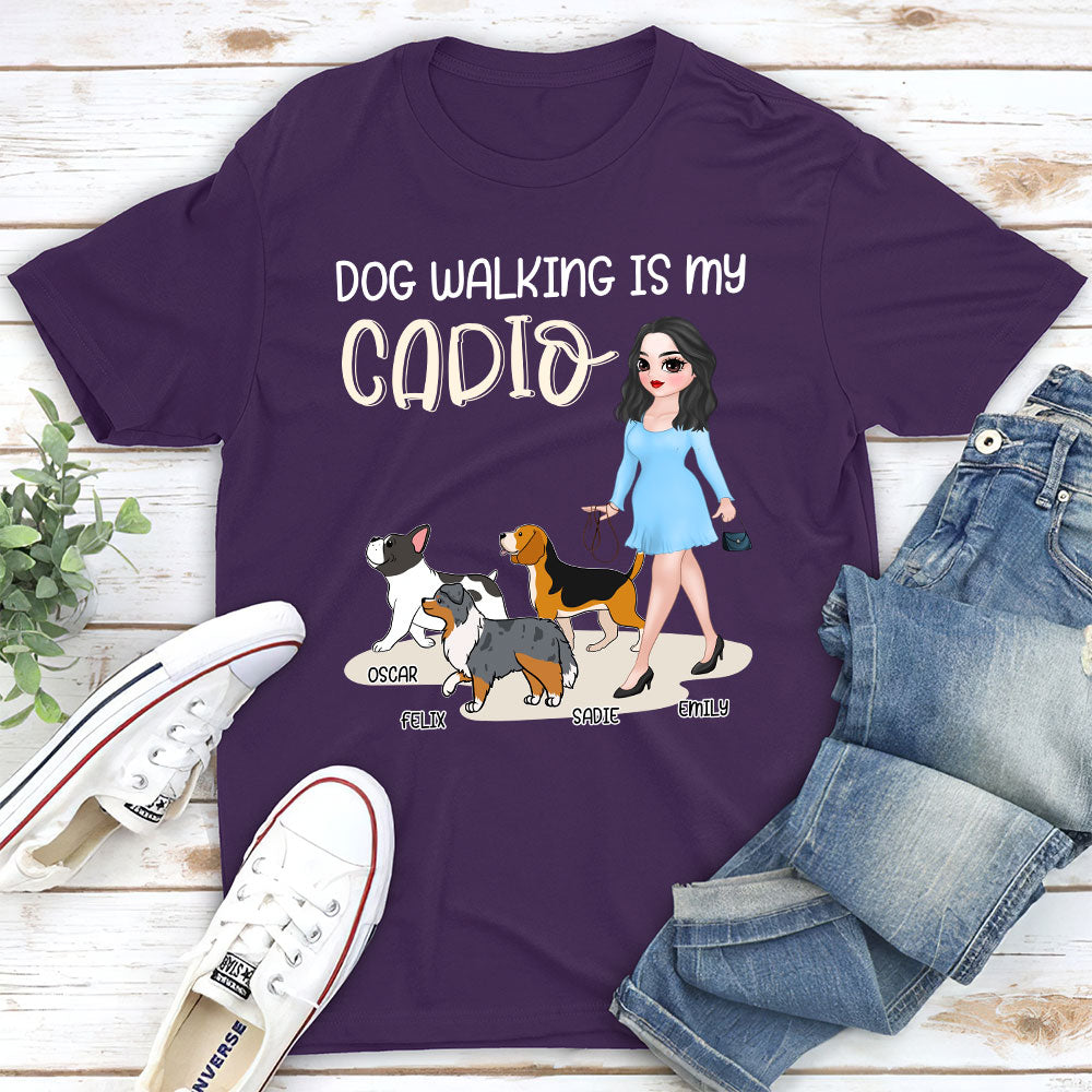 Dog Walking Is My Cardio - Customizable Unisex Personalized T - shirt for Pet Lovers