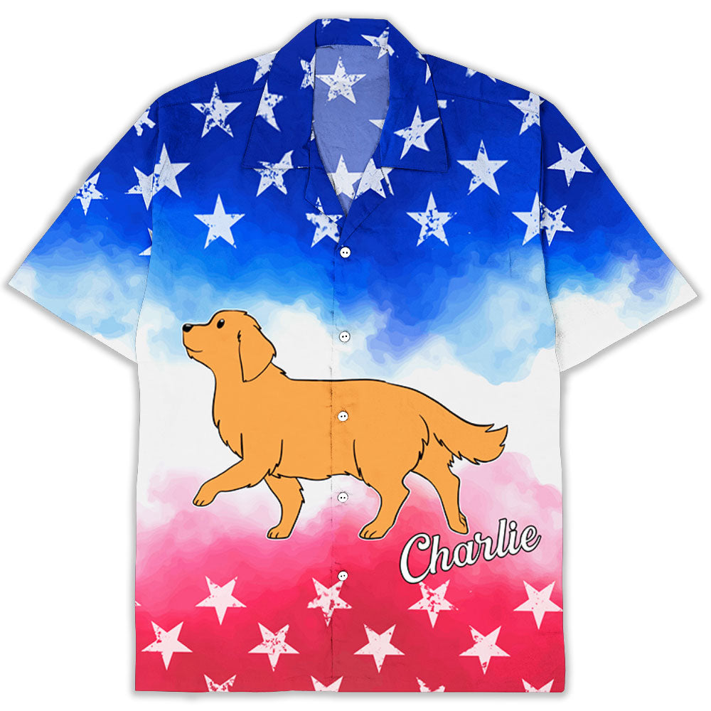 Customizable Red, White & Blue Hawaiian Shirt for Dog Lovers