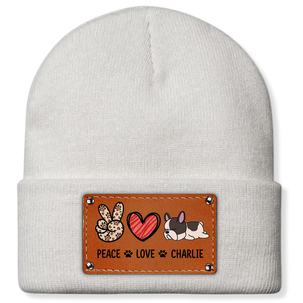 Peace Love Dog - Customizable Personalized Baby Beanie for Fall and Winter
