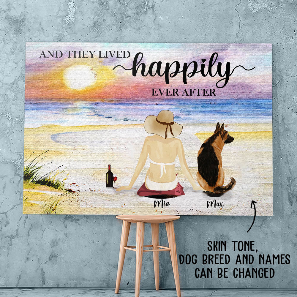 Personalized Custom Beach and Dog Canvas - Ideal Gift for Pet Lovers