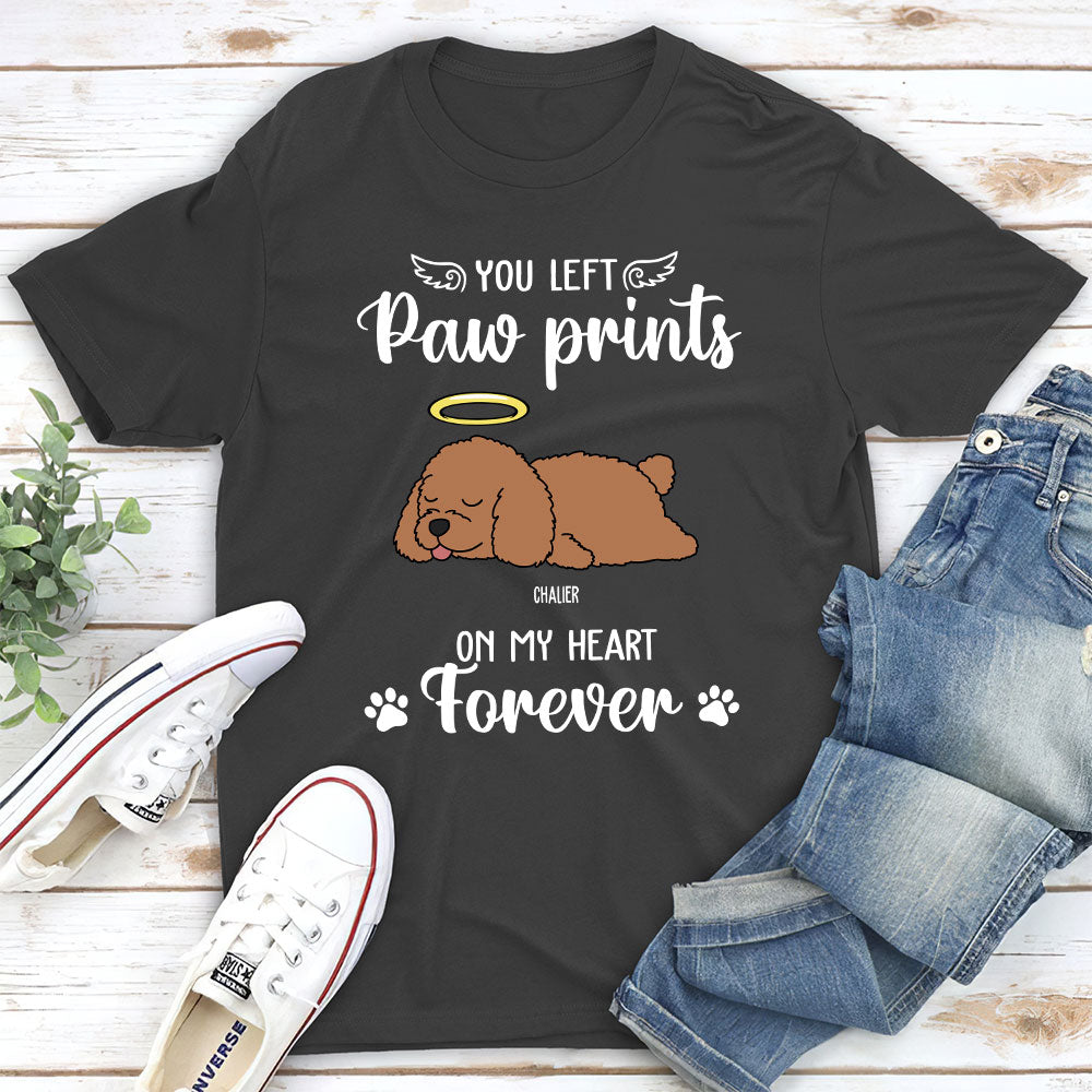 You Left Paw Prints - Customizable Unisex Personalized T - shirt for Pet Lovers