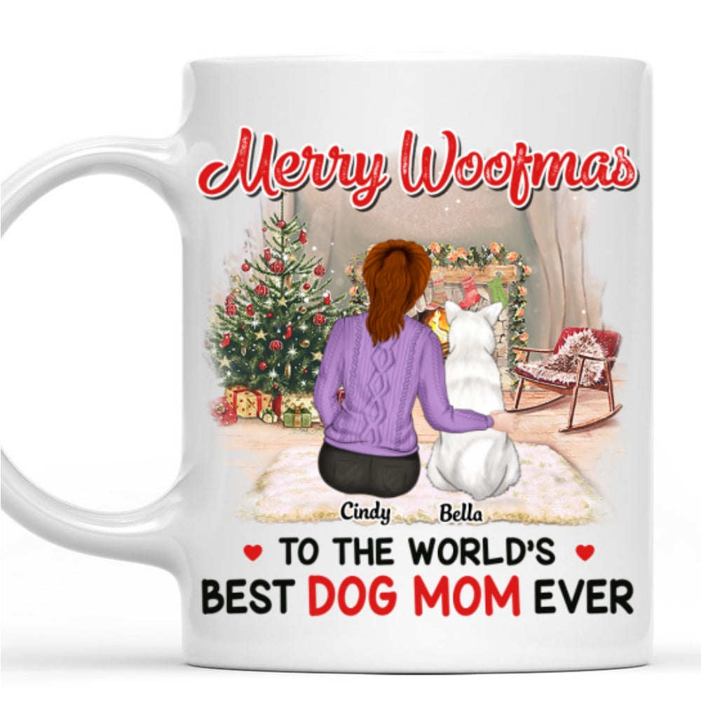 Personalized Merry Woofmas Custom Coffee Mug for Dog Moms