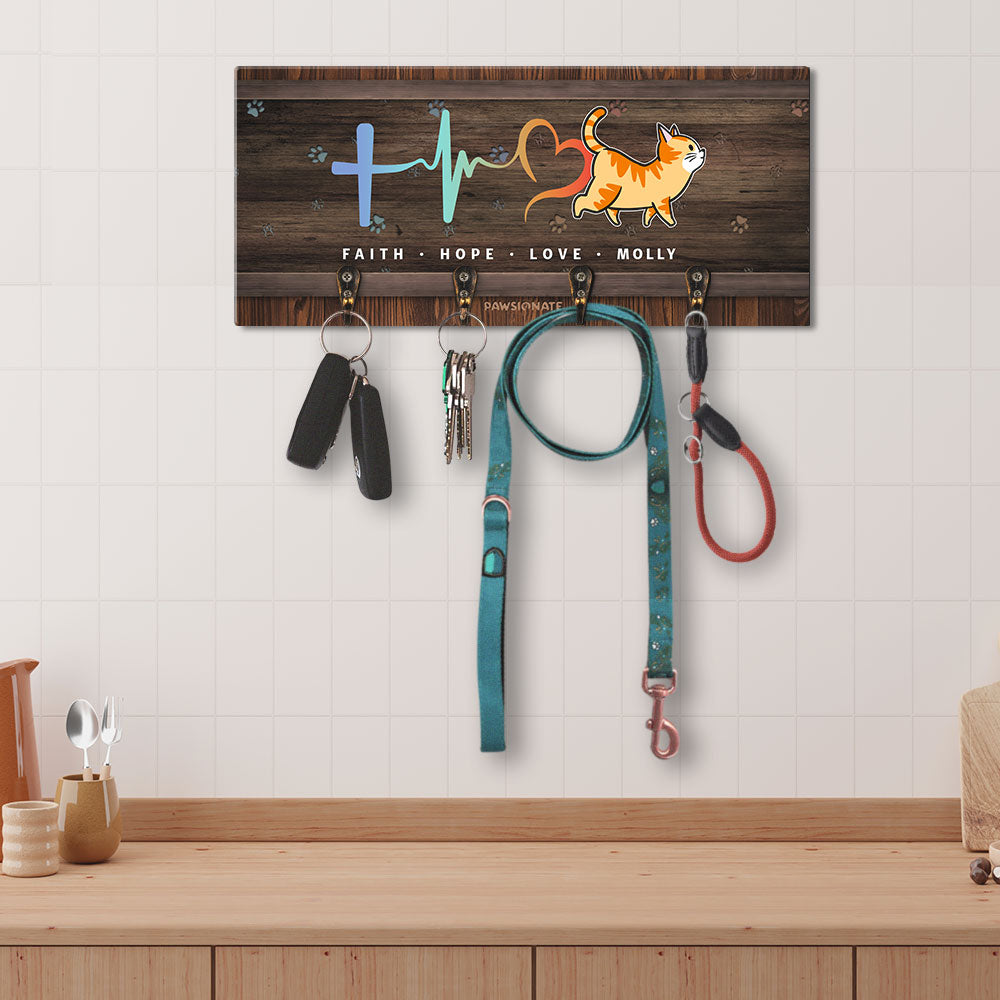 Faith Hope Love - Customizable Personalized Wooden Key Holder for Pet Lovers