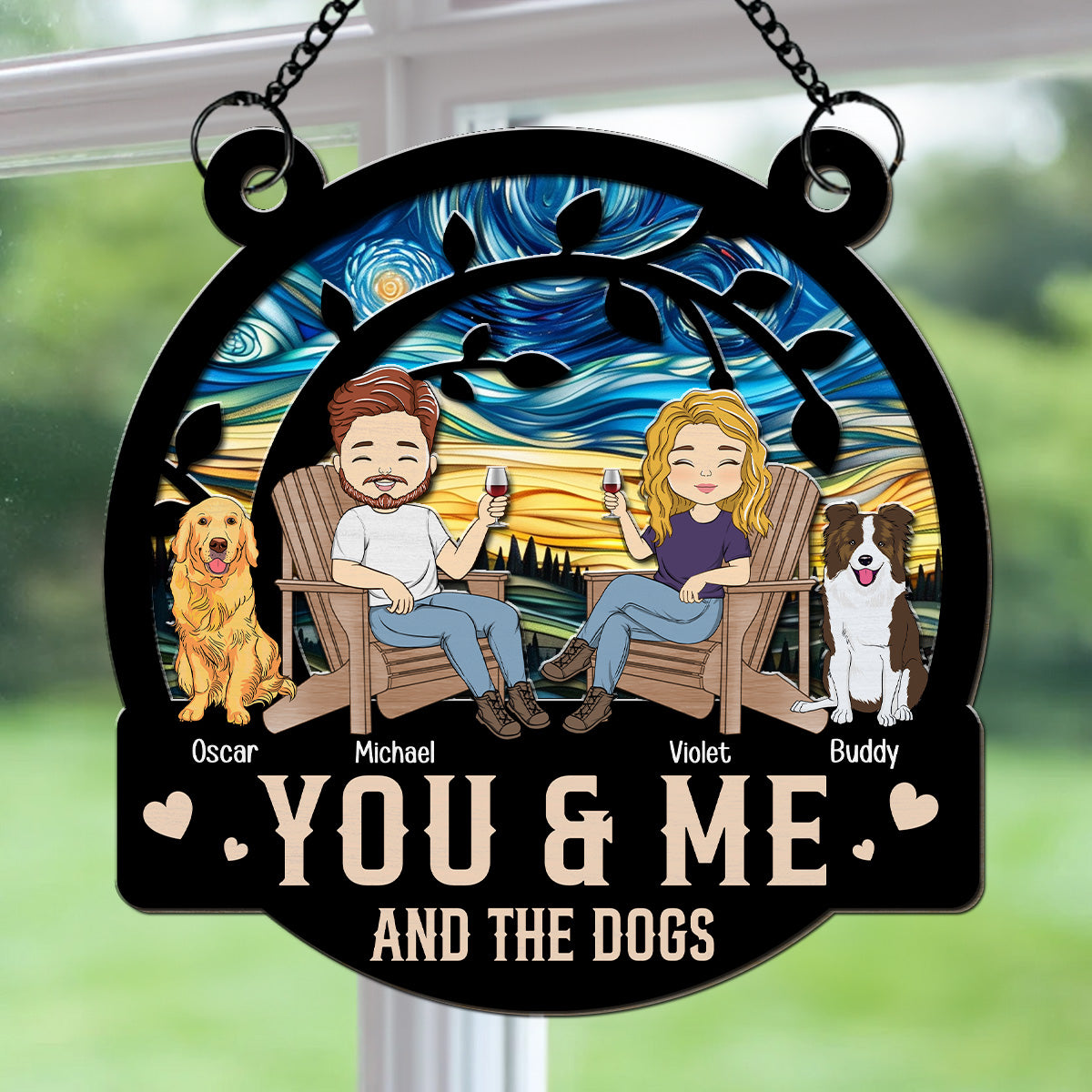 Personalized You And Me And Our Fur Babies Custom Suncatcher for Special Occasions