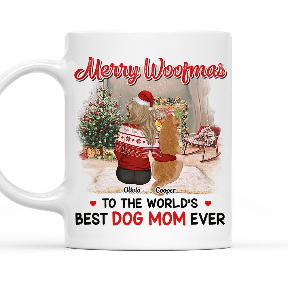 Personalized Merry Woofmas Custom Coffee Mug for Dog Moms