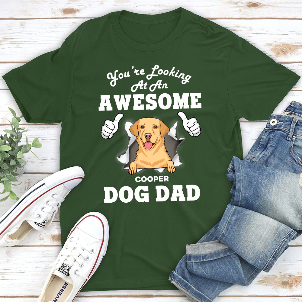 Personalized 'Looking At Dad' Unisex T-shirt - Ideal Gift for Pet Lovers