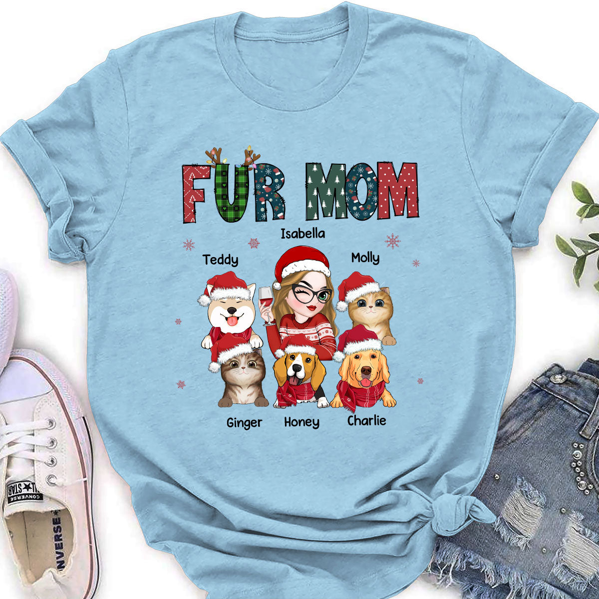 Personalized 'My Lovely Fur Mom' Women's T - shirt: Ideal Gift for Pet Lovers