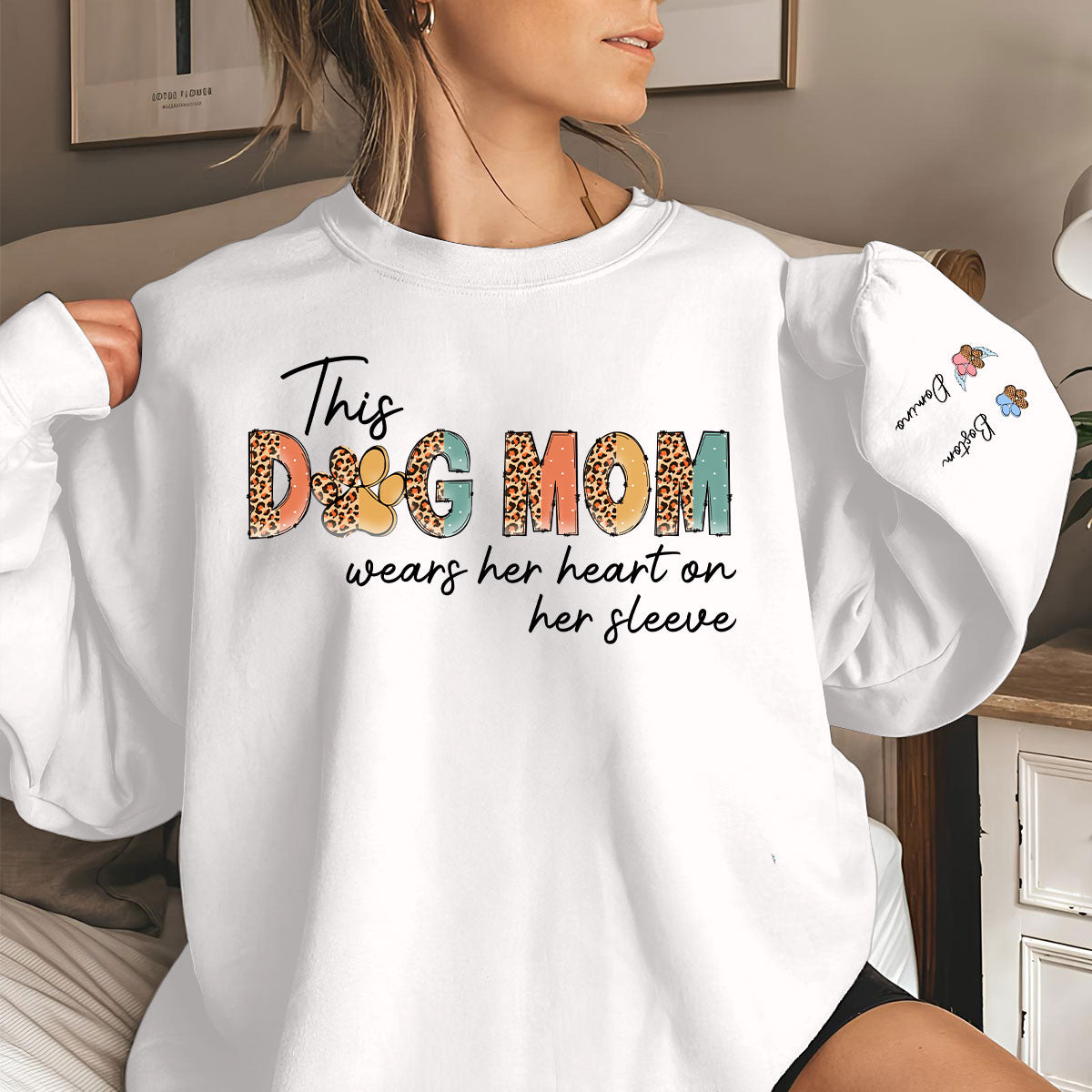Personalized Dog Mom Heart Custom Sweatshirt - Ideal Gift