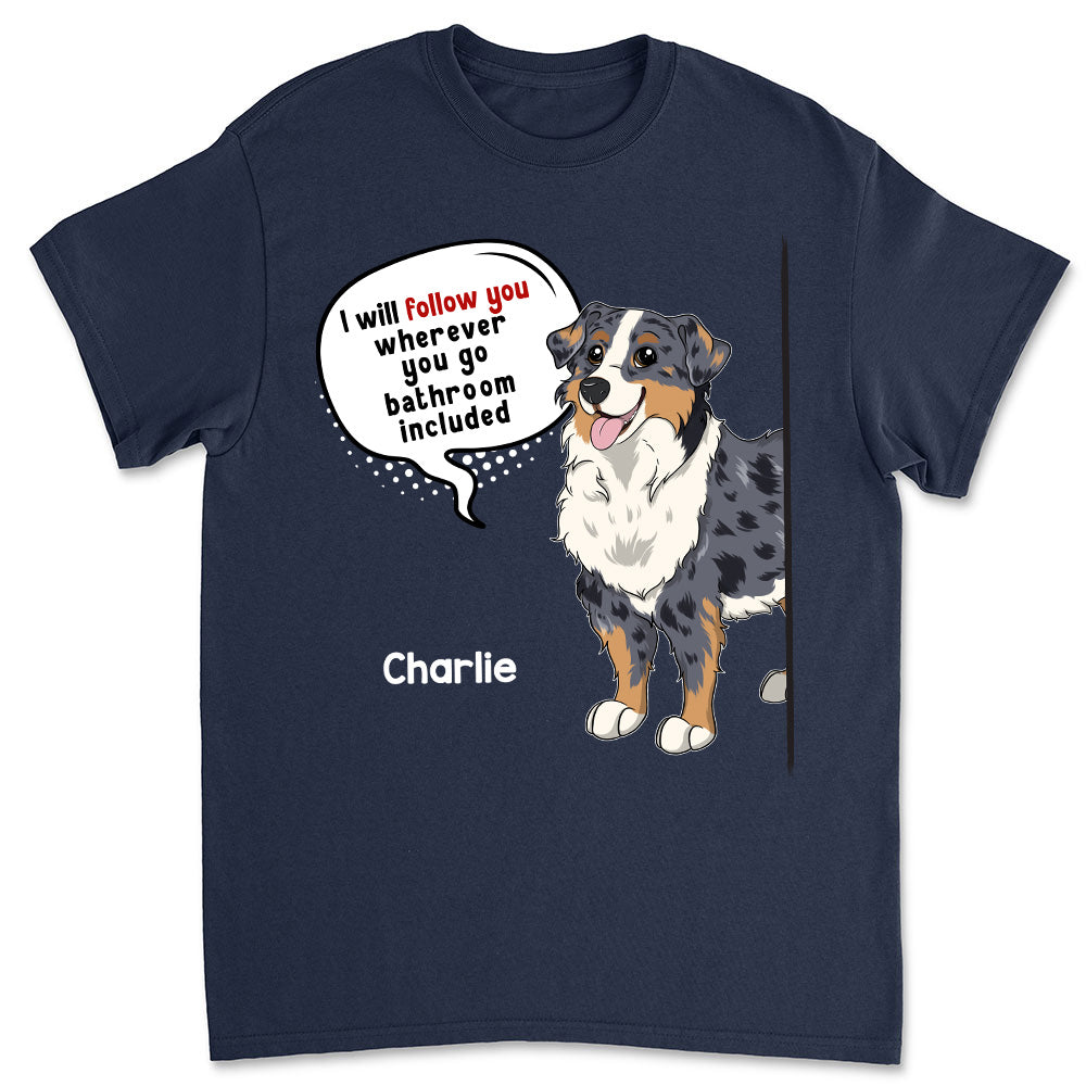Personalized Custom Dog-Following Unisex T-shirt - Ideal Gift for Pet Lovers