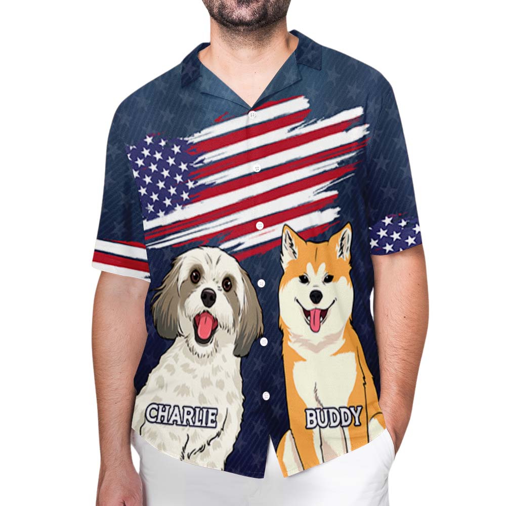Personalized Patriotic Dog Hawaiian Shirt - Ideal Gift for Pet Lovers