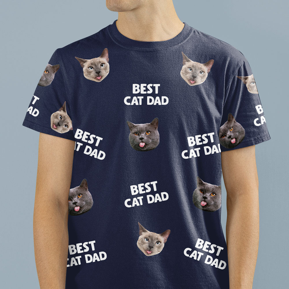 Personalized Custom All-over-print T-shirt with Best Mom Dad Pet Face - Ideal Gift