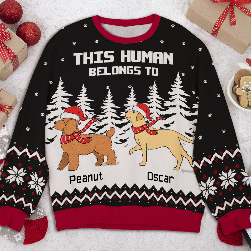 Personalized All-Over-Print Human Belongs Sweatshirt - Ideal Gift for Pet Lovers