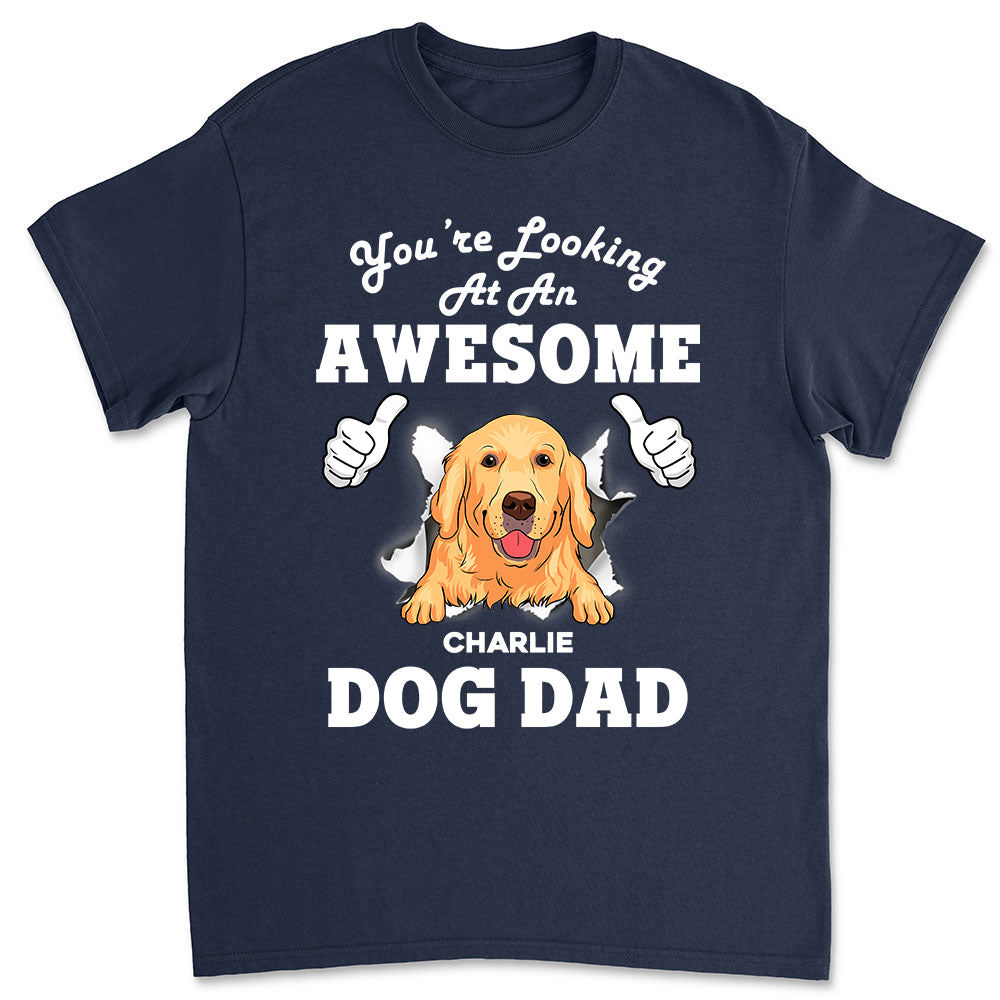 Personalized 'Looking At Dad' Unisex T-shirt - Ideal Gift for Pet Lovers