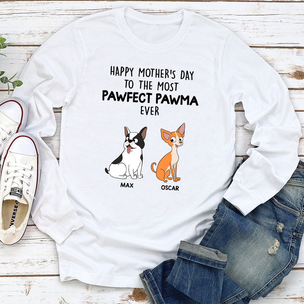 Pawfect Mom - Customizable Personalized Long Sleeve T - shirt for Pet Lovers
