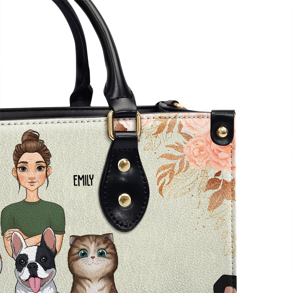 Stay At Home - Customizable Personalized Leather Handbag for Fur Baby Lovers