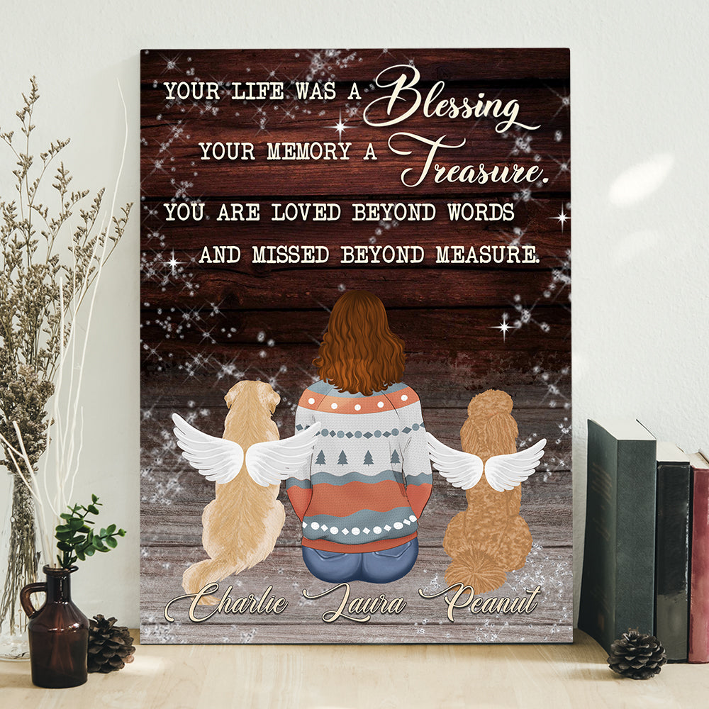 Personalized Custom Canvas Print - A Blessing in Your Life, Ideal Memorial Gift for Pet Lovers
