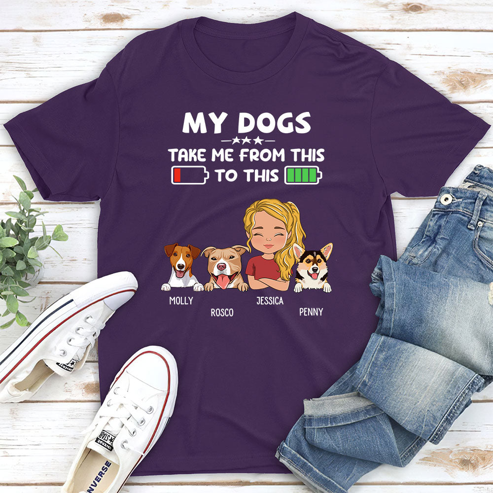 Customizable Unisex Personalized T-shirt for Pet Lovers with Battery Design