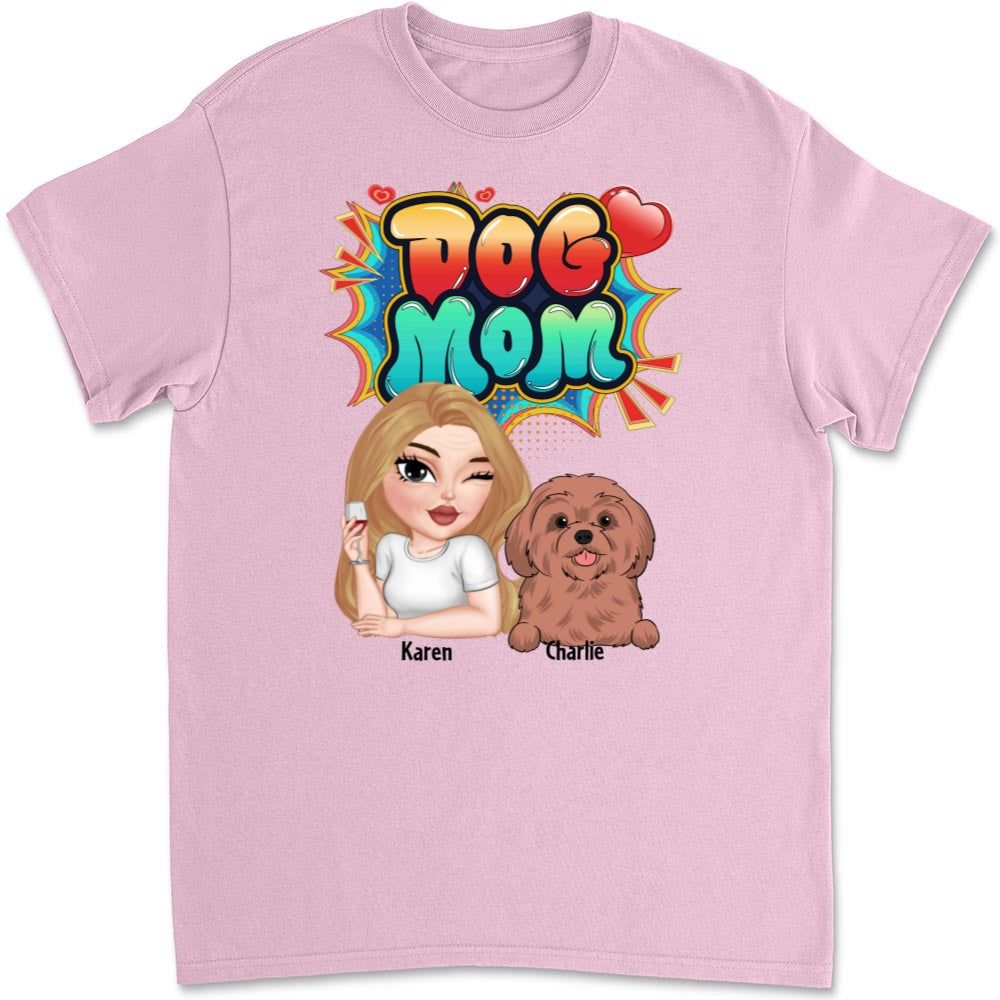 Sweet Dog Mom - Personalized Custom Unisex Cotton T-Shirt for Pet Lovers