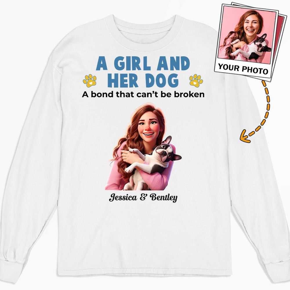 Personalized Girl And Her Pups Custom Long Sleeve T-shirt for Pet Lovers