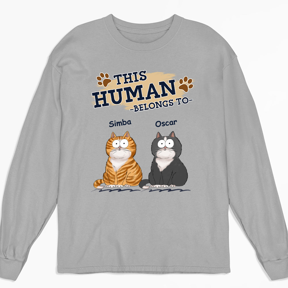 Personalized Custom Long Sleeve Cat Lover T-shirt - Belongs To My Cat