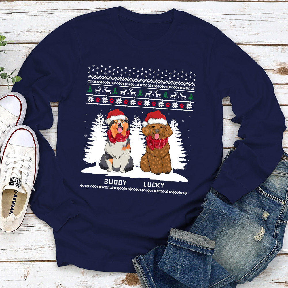 Customizable Winter Dog Long Sleeve Personalized T - shirt