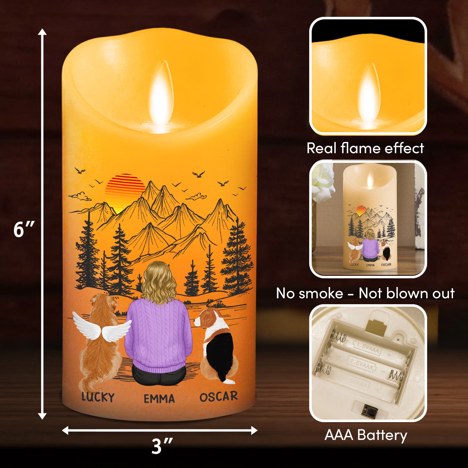 Personalized Custom LED Memorial Candle: A Girl And Her Dogs Can't Be Broken
