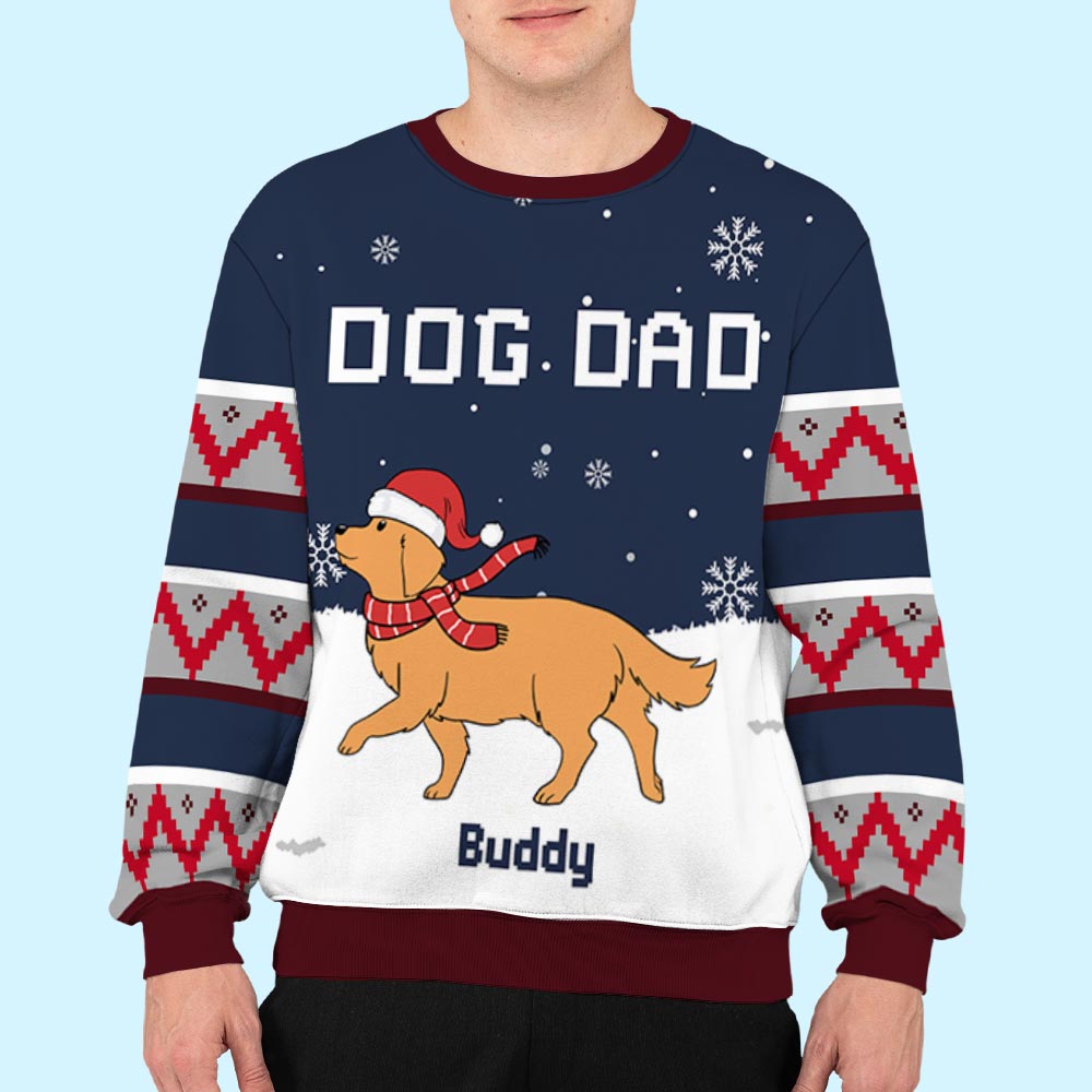 Personalized Dog Dad Snow Flake All-Over-Print Sweatshirt - Ideal Gift for Pet Lovers