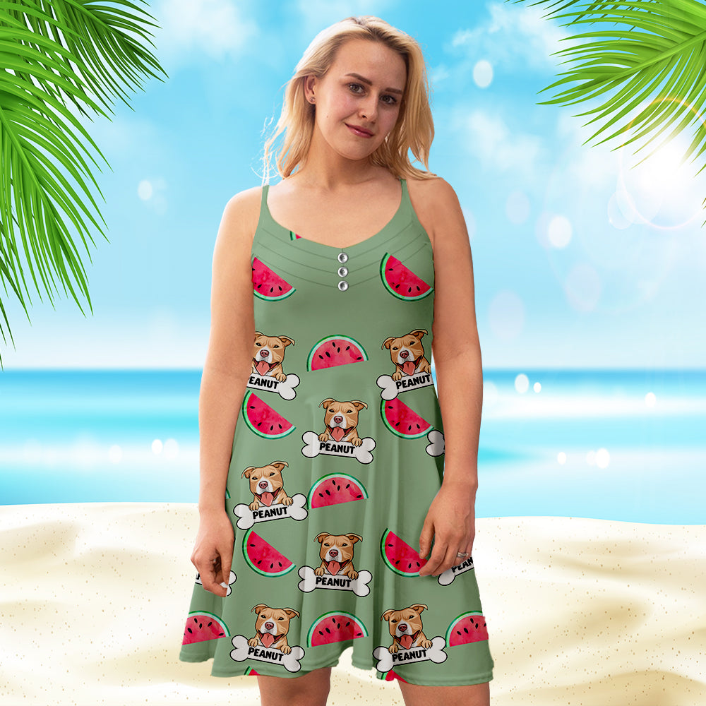 Personalized Dog - Themed Watermelon Strap Dress for Pet Lovers