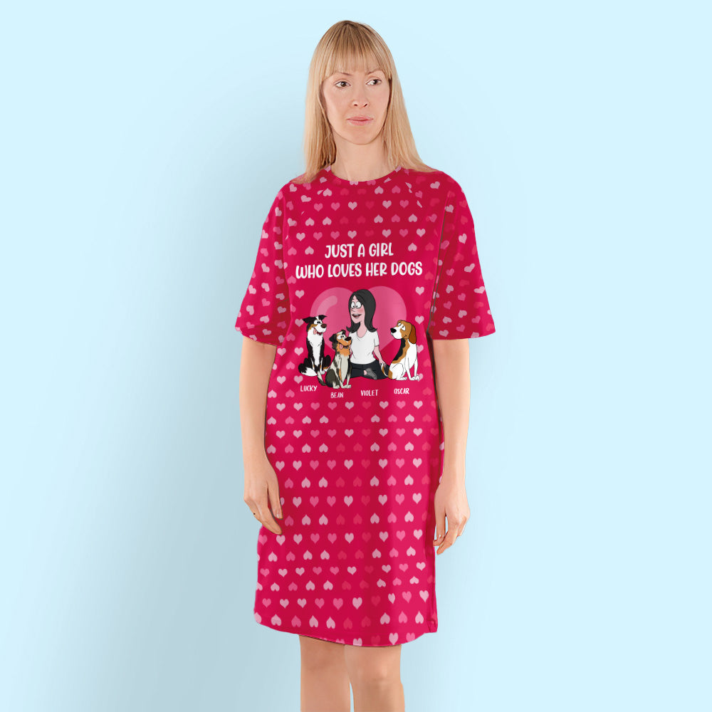 Personalized Custom 3/4 Sleeve Dog - Loving Girl Dress