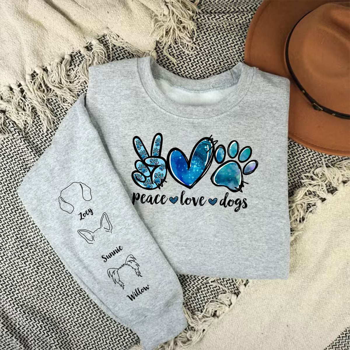 Peace Love Dog - Customizable Personalized Long Sleeve T-shirt for Pet Lovers