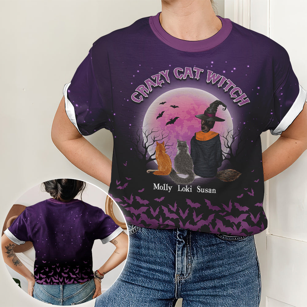 Personalized Cat Witch All-over Print T-shirt - Ideal Gift for Cat Lovers