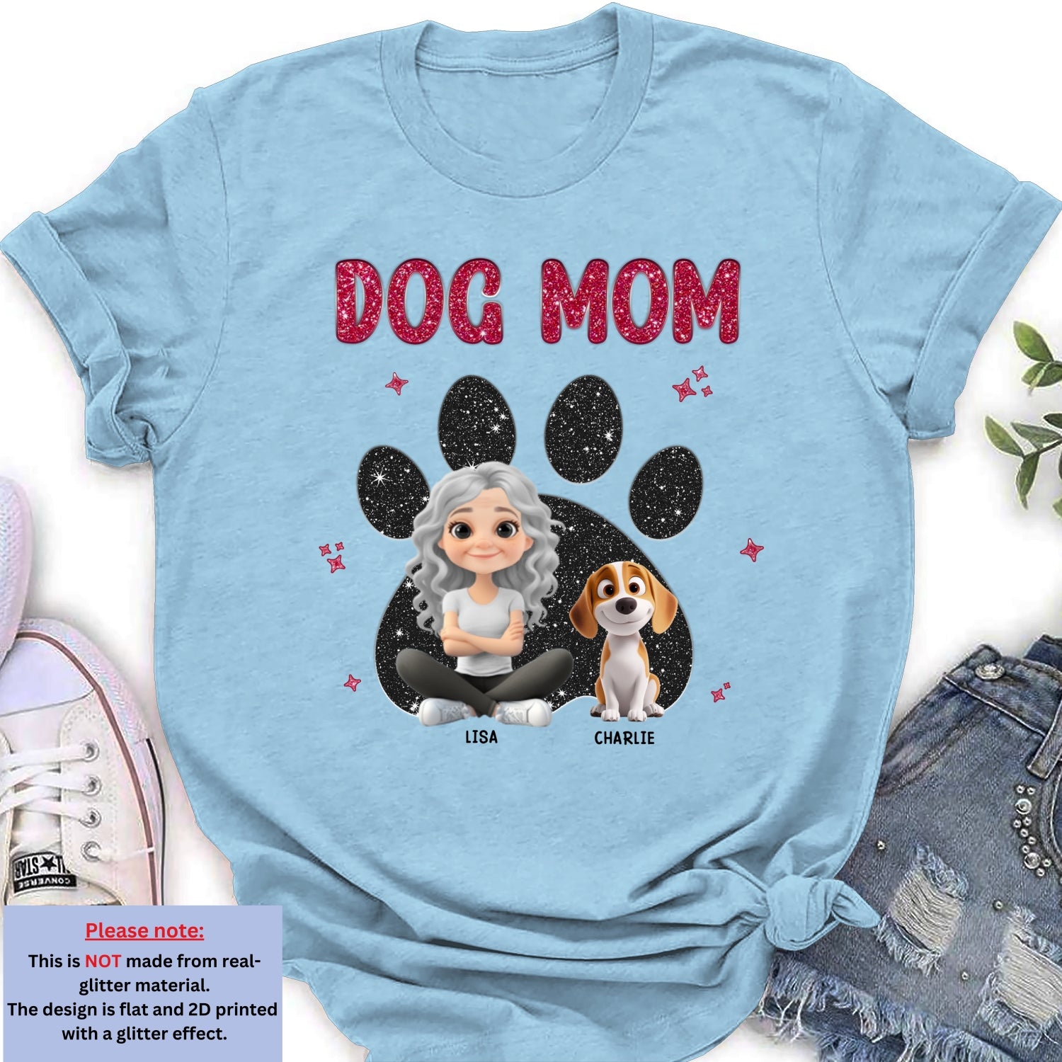 Personalized Custom Dog Mom Black Blink Women's T-Shirt - Ideal Gift for Pet Lovers