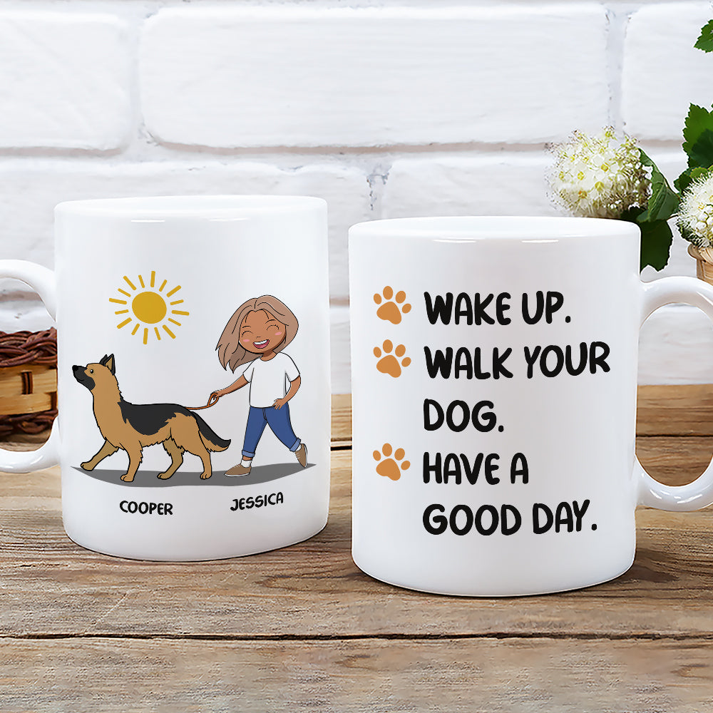 Personalized Custom 'Wake Up Walk Dog' Coffee Mug - Ideal Gift for Pet Lovers