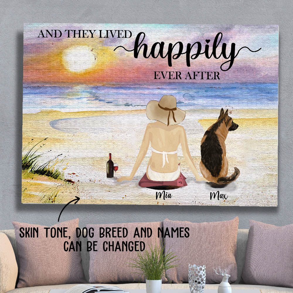 Personalized Custom Beach and Dog Canvas - Ideal Gift for Pet Lovers