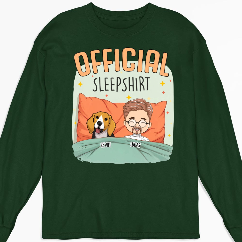 Personalized Custom Long Sleeve T-shirt - Sleep With My Dog Design