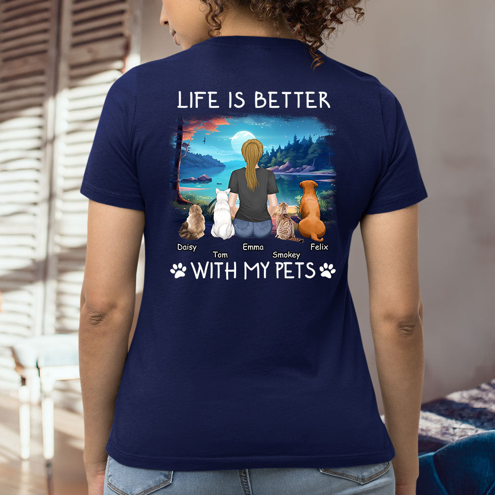 Better With Pets - Customizable Personalized Women's Pet Lover T-shirt