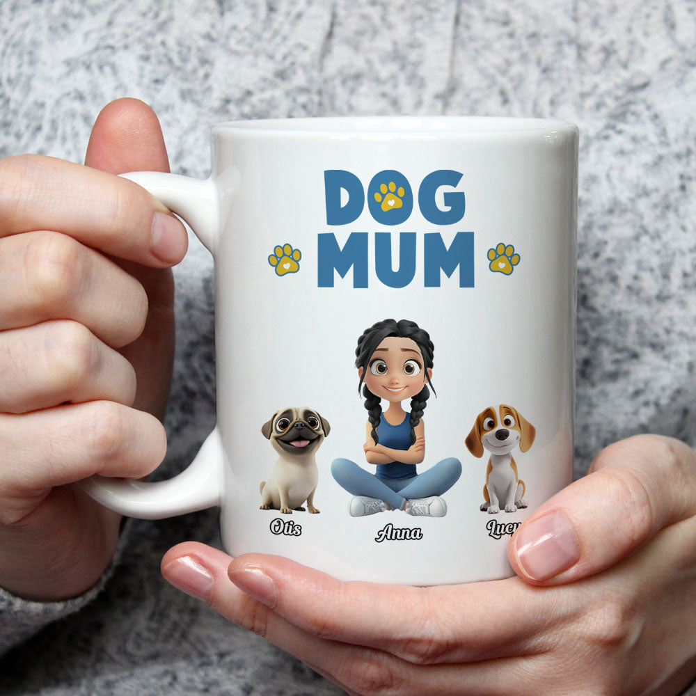 Personalized Custom Girl And Dog Cartoon Style Coffee Mug