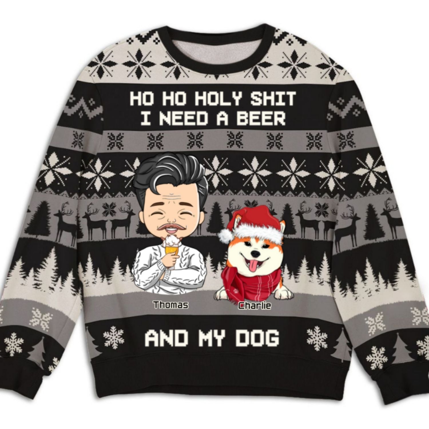 Ho Ho Christmas - Customizable All-Over Print Personalized Sweatshirt for Pet Lovers