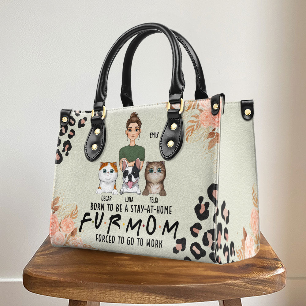 Stay At Home - Customizable Personalized Leather Handbag for Fur Baby Lovers