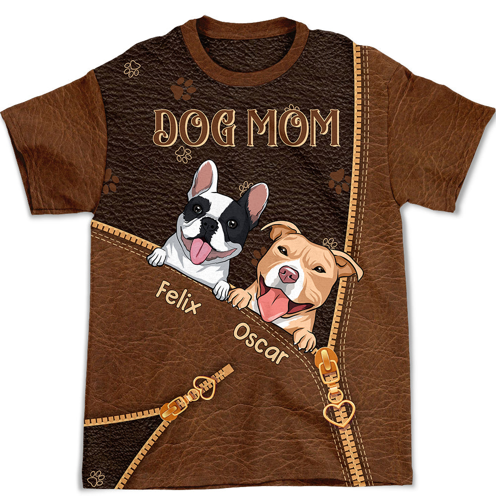 Customizable Dog Mom All-over-print Zipper T-shirt