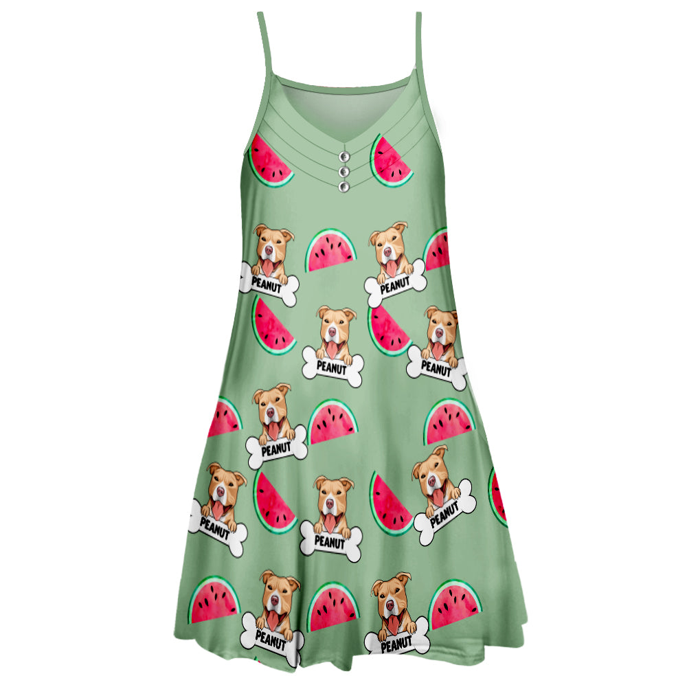 Personalized Dog - Themed Watermelon Strap Dress for Pet Lovers