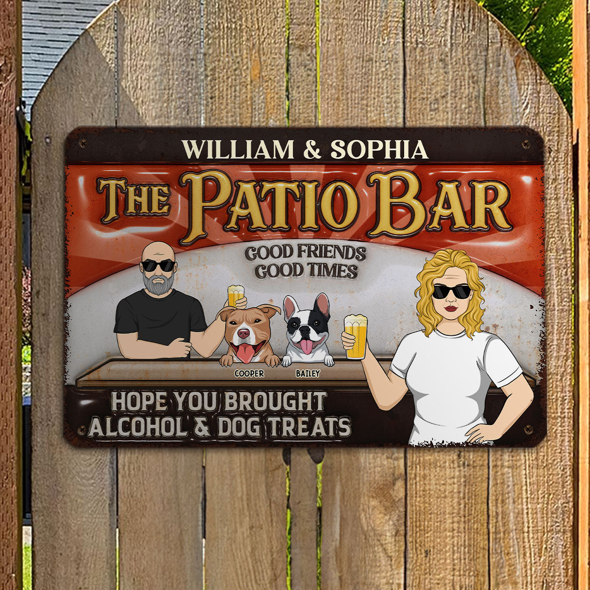 Personalized Custom 3D Inflated Effect Metal Sign: Alcohol and Dog Treats Themed