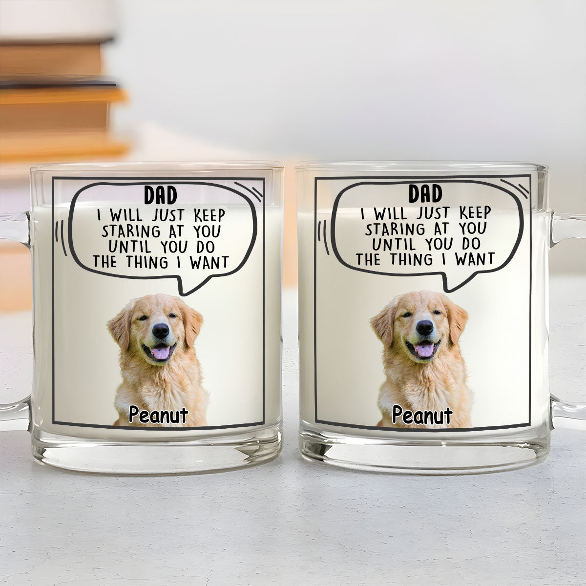 Personalized Custom Glass Mug: 'I'll Keep Staring At You' Photo Mug