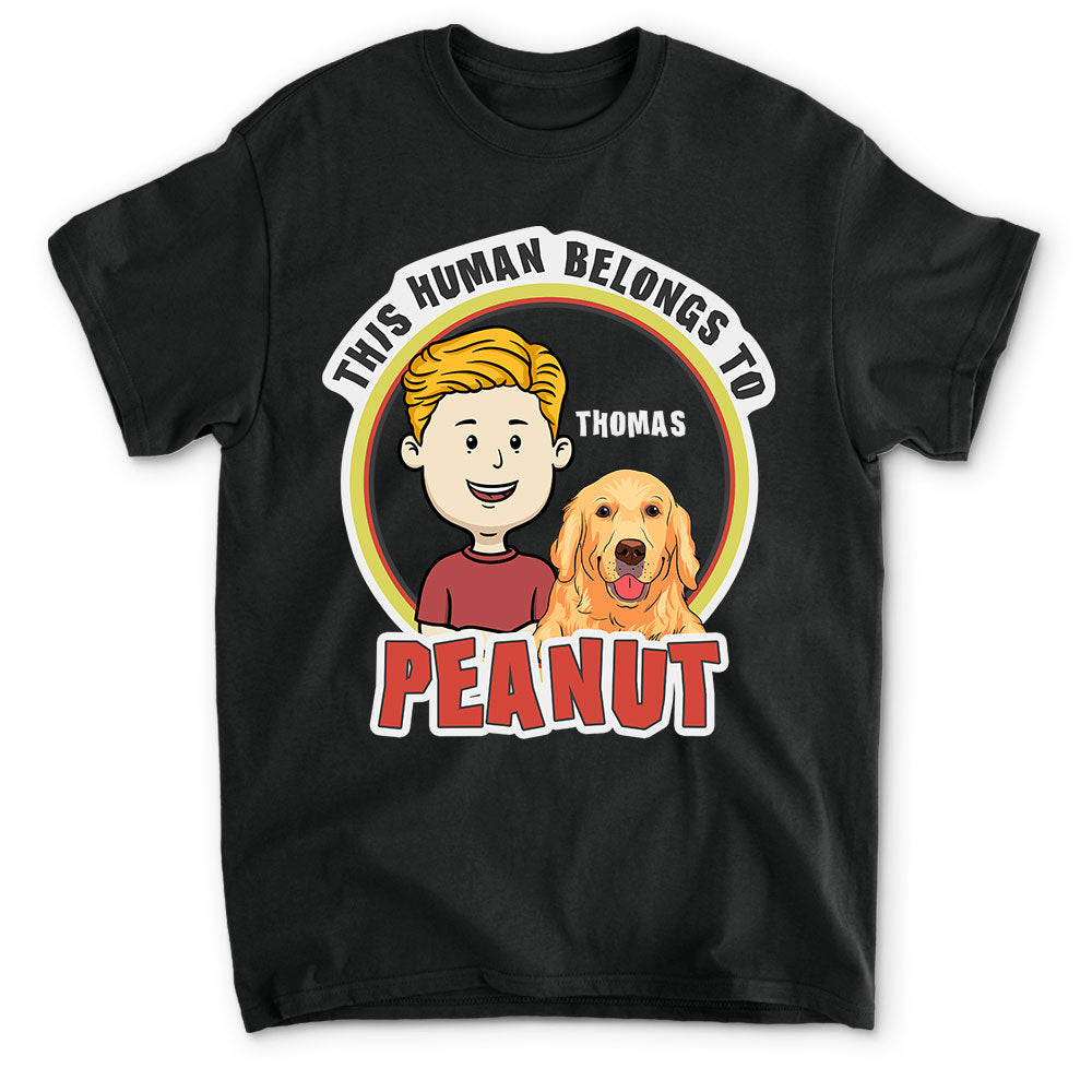 Personalized Custom Unisex 'This Human Belongs To' T-shirt - Ideal Gift for Pet Lovers