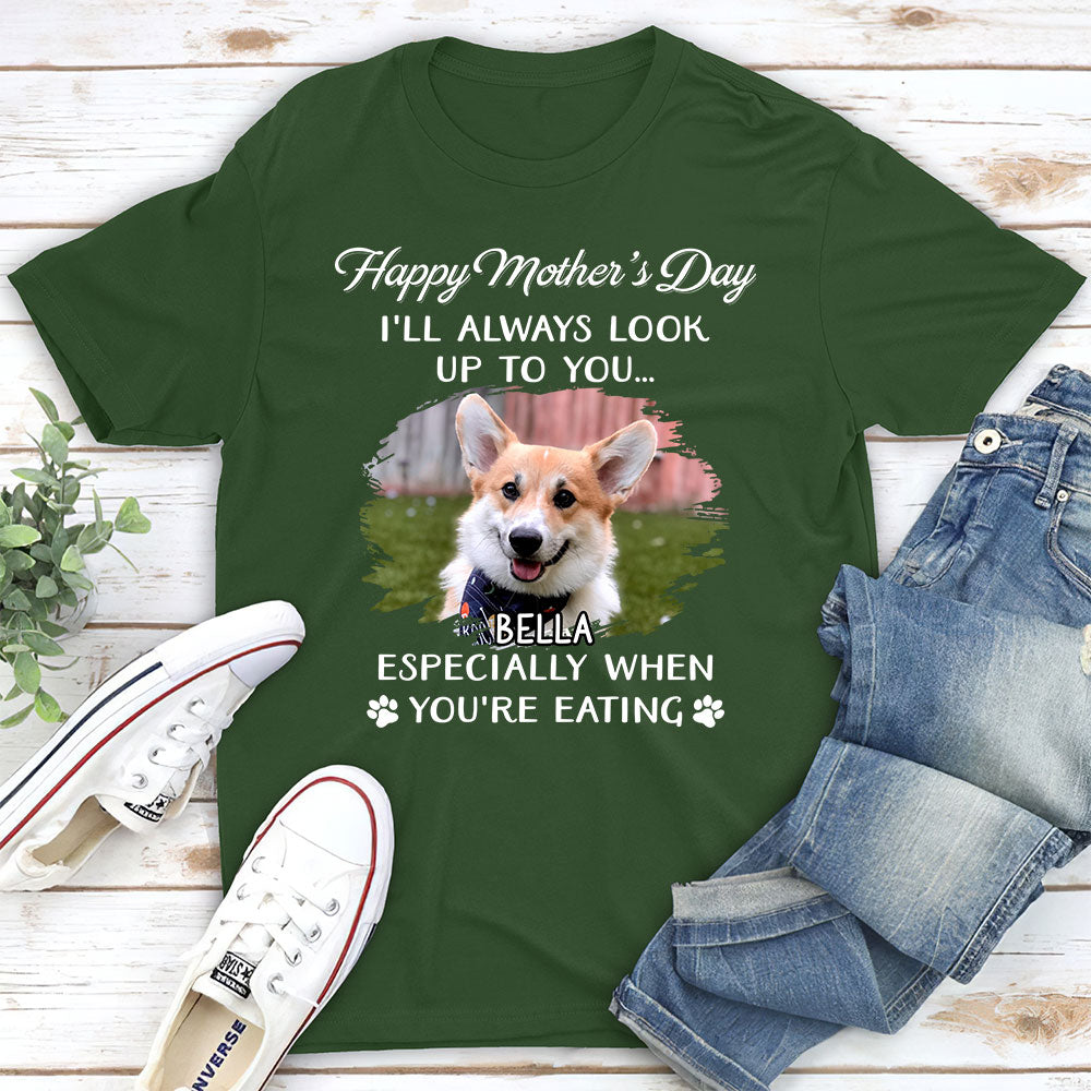 Personalized Custom Unisex Dog Looking Up T-shirt - Ideal Gift for Pet Lovers